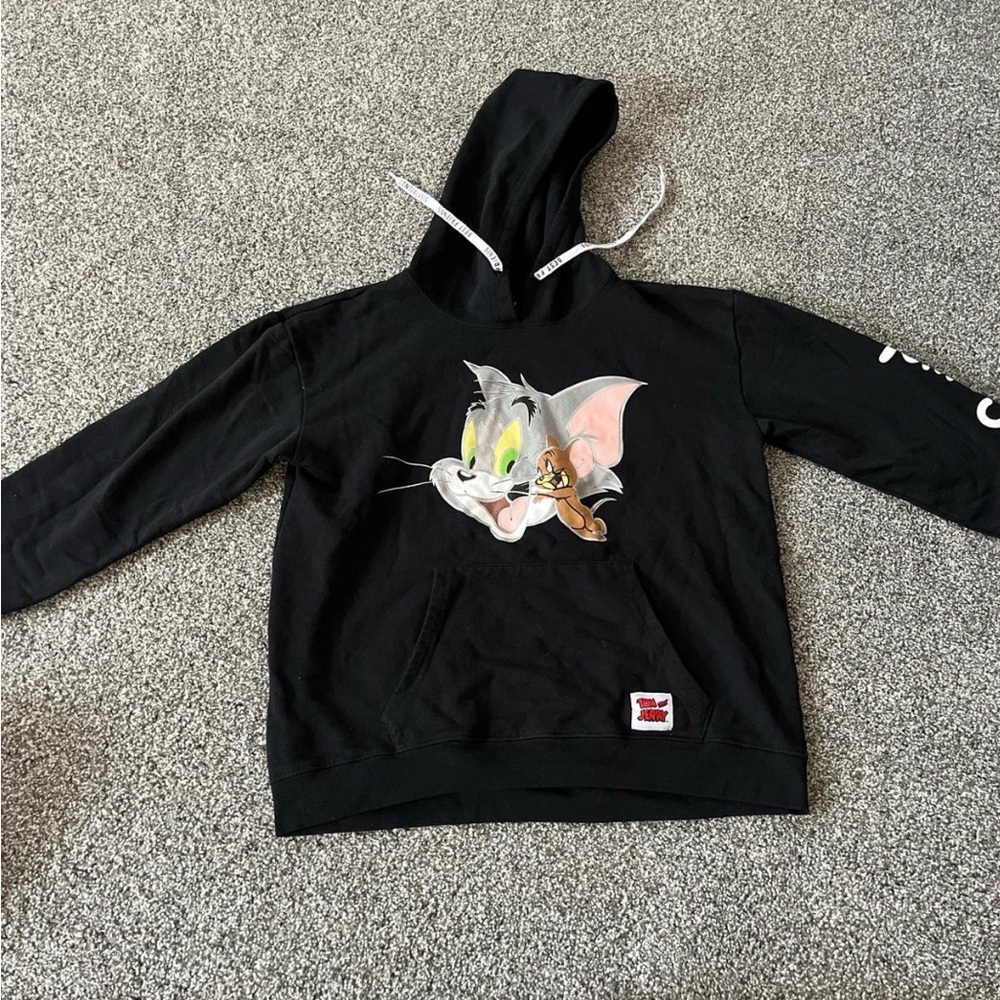 Black Hoodie with Cartoon Graphic